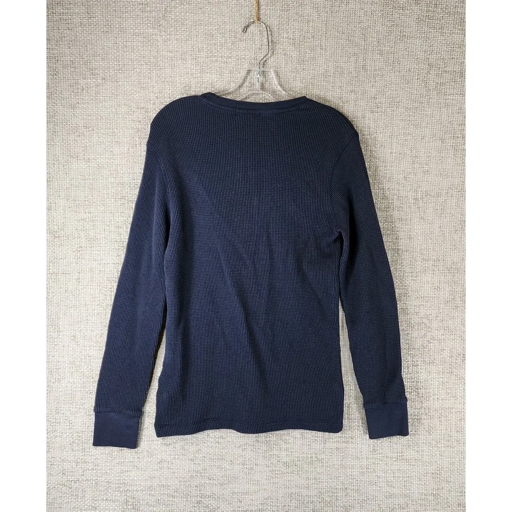POLO Ralph Lauren Waffle Knit Long Sleeve‎ Top Shirt Mens *S-M Navy Blue Stretch